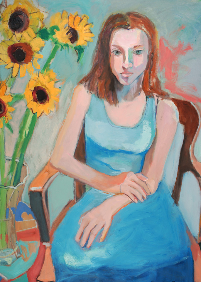 Girl With Sunflowers Art | Carolyn Schlam Studio
