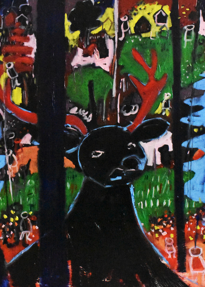 I love this painting of this deer in the woods. 