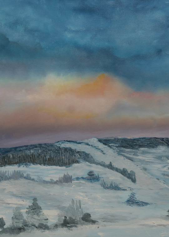  Sunset Over A Snowy Mountain Art | Monica Hebert Art 