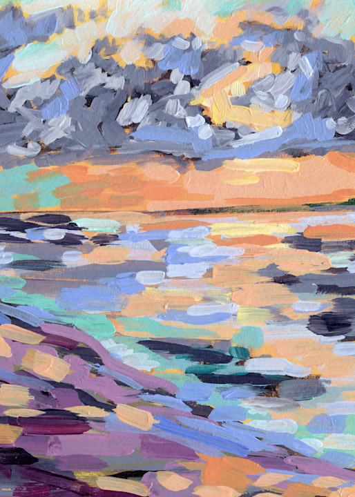 Giclee Art Print - Golden Gulf Coast Sunset- by contemporary Impressionist April Moffatt