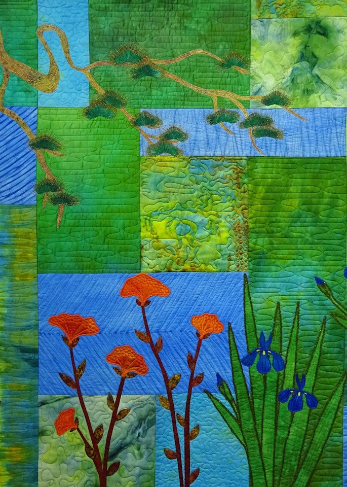 Green Is My Garden | Fine Art Print of Original Art Quilt by Rachel Derstine