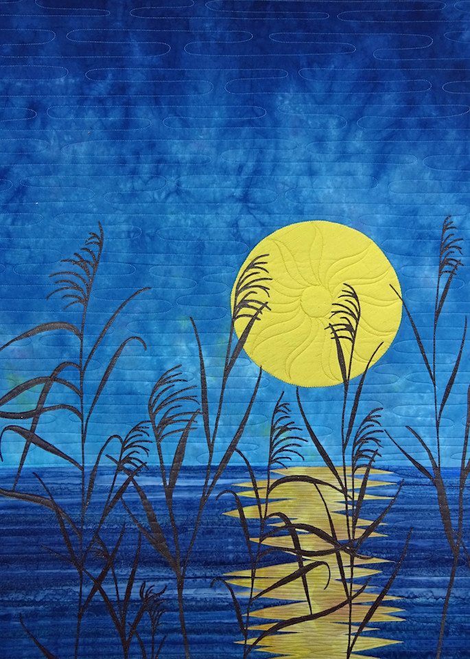 Moon Grass | Fine Art Print of Original Art Quilt by Rachel Derstine