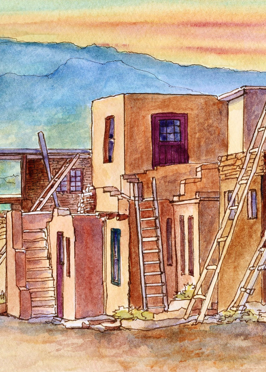 Homes Of The Acoma Pueblo, Nm Art | Leisa Collins Art