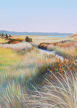 Colorful Sandy Beach Path near Marsh painting