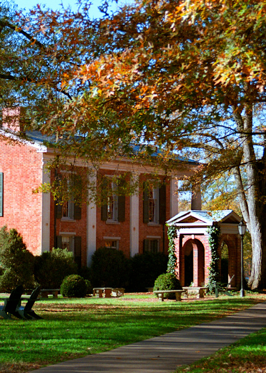 Davidson College Art - Old Well and Phi Hall in Autumn Photograph