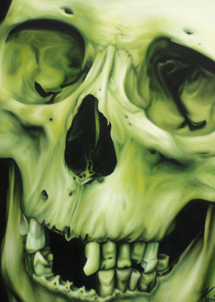 Mean Green Skull Art Print Art | Designs By Pepper Art