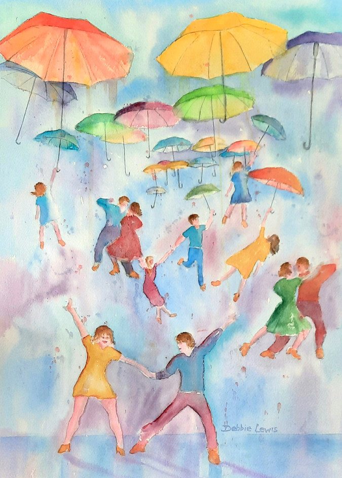 Dancing In The Rain Or Shine Art | Debbie Lewis Watercolors