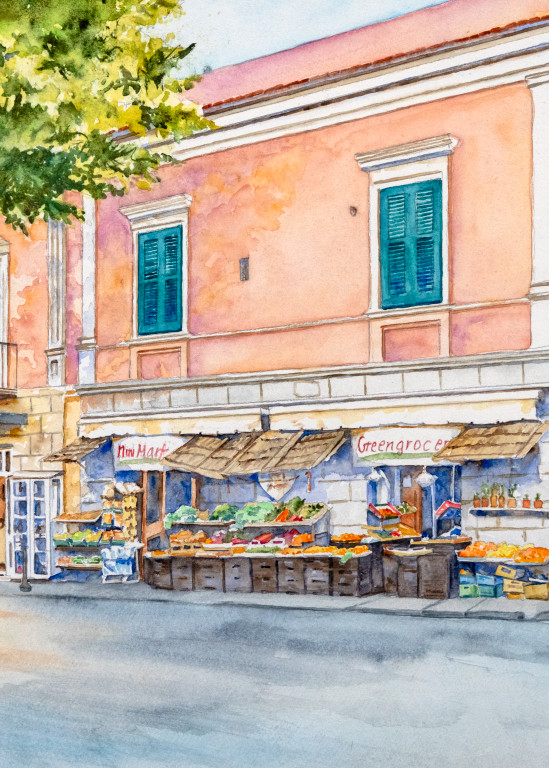 Viale Enrico Caruso, Sorrento Art | Kimberly Cammerata - Watercolors of the Sun: Paintings of Italy