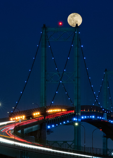 Full Moon Over The Vincent Thomas Bridge Photography Art | zoeimagery.XYZ