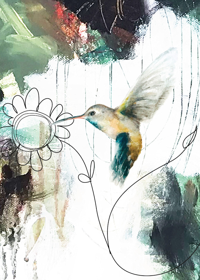 Hummingbird & Simple Flower Art | Andrea Henning Art