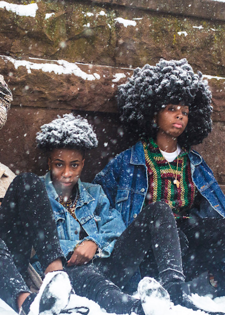 Four African Women in the Snow