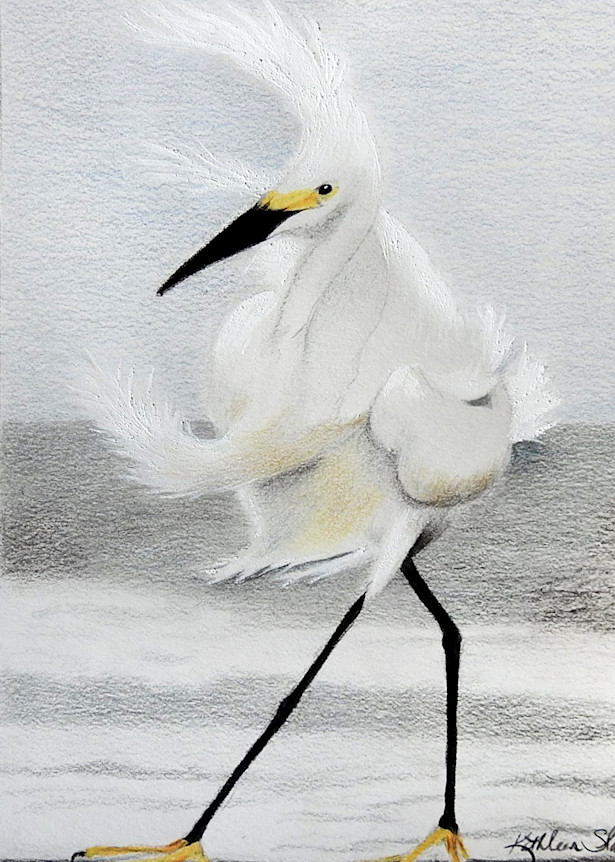 Stormy Egret Lrg Art | Kathleen Slaven Art