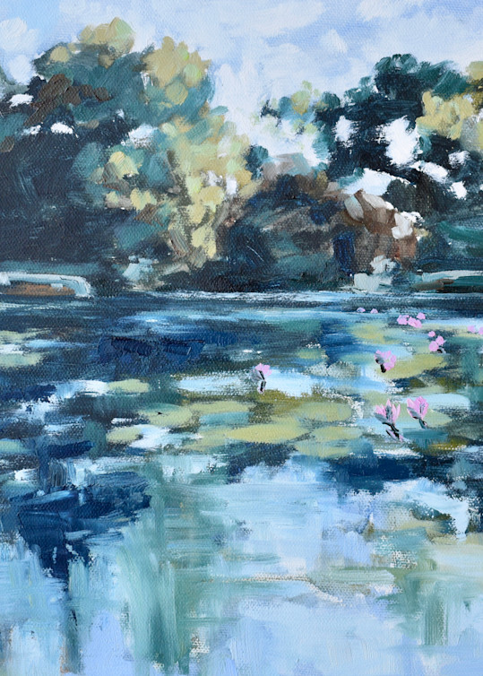 Original oil Painting - Lily Pond at Brookgreen Gardens- Contemporary Impressionist April Moffatt.