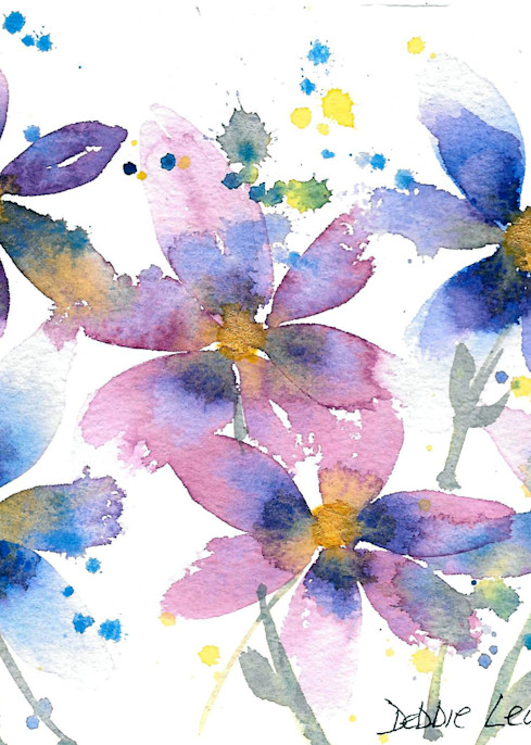 Mini Blue Flowers Art | Debbie Lewis Watercolors