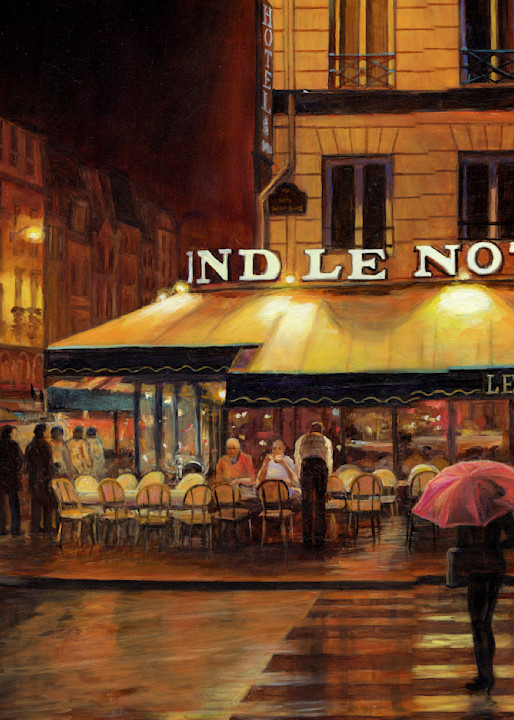 Rainy N Ight At Le Hotel Notre Dame Art | Oilartist - Haeffele Fine Art