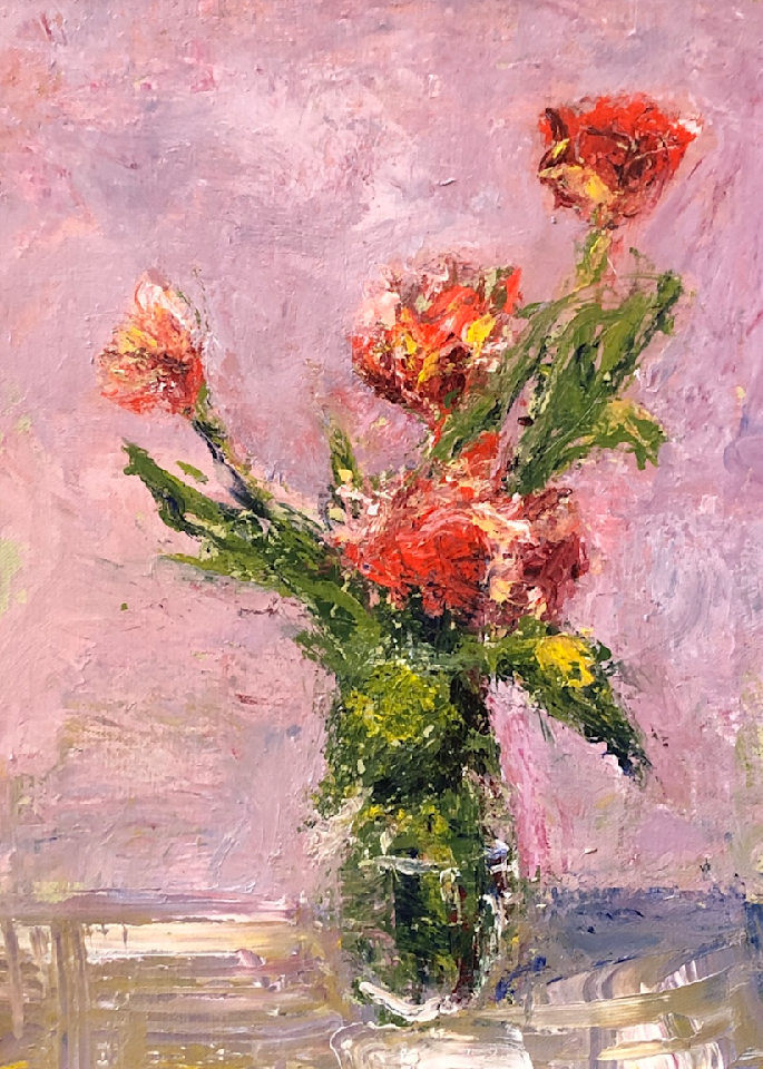 Red Flowers In A Glass Vase Art | michaelwilson