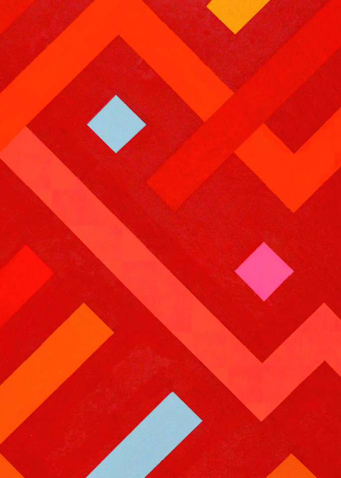 Pink And Turquoise Squares On A Sea Of Red Art | Stephen Darr
