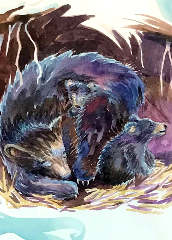 Alaska Bears Waking Up Art | Amanda Faith Alaska Paintings / Estuary Arts, LLC