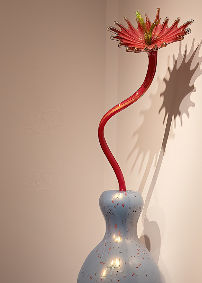 Red Stemmed Flower In Vase. 1  Final Photography Art | Photoeye Inc