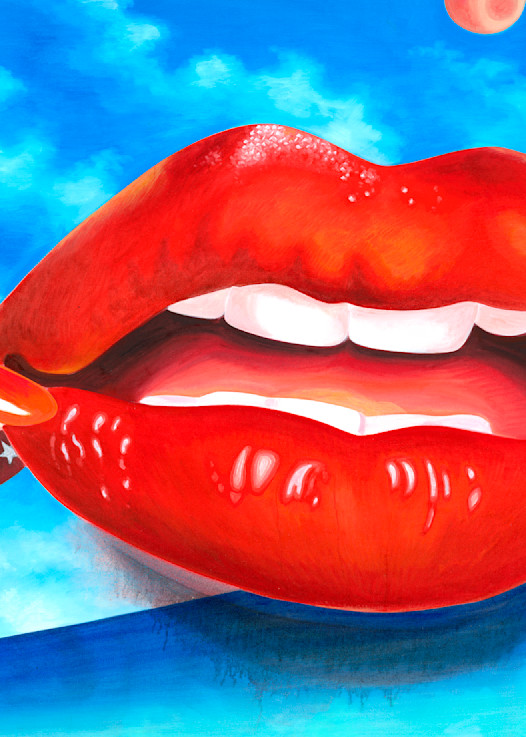 Lips American Redhot Lipstick Chick Art | perrymilou