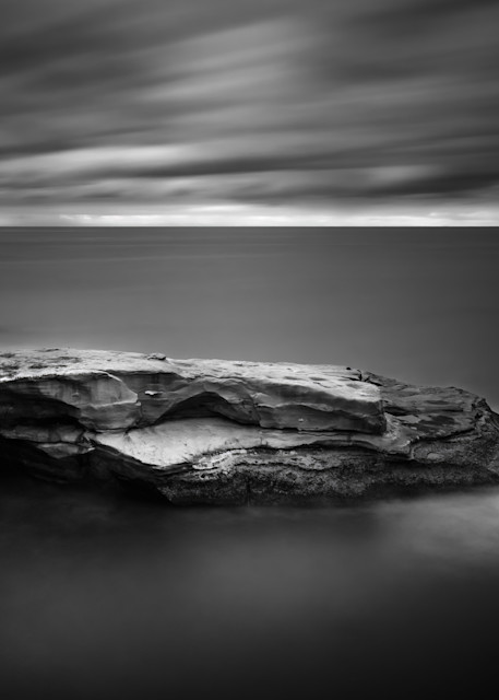 Modern Fine Art Photography.  Sunset Cliffs 4 min. Long Exposure Monochrome 