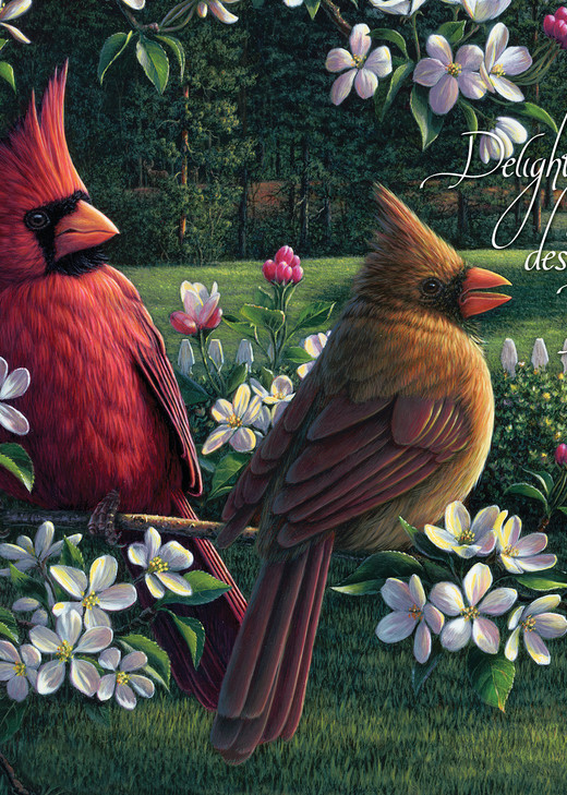 Springtime Cardinals With Verse Art | Norlien Fine Art, Inc.
