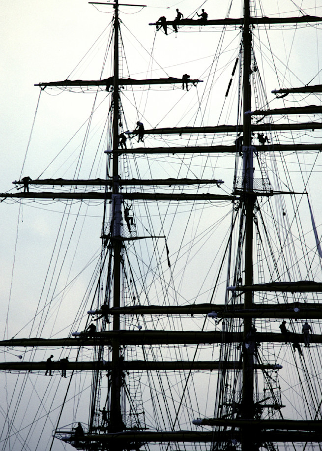 Tallship Sailors Working Aloft