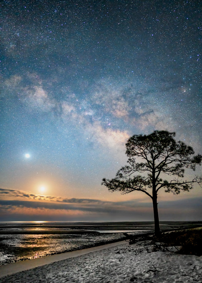 Venus, Mars, And Winter Moon, Chase The Milky Way Photography Art | Distant Light Studio