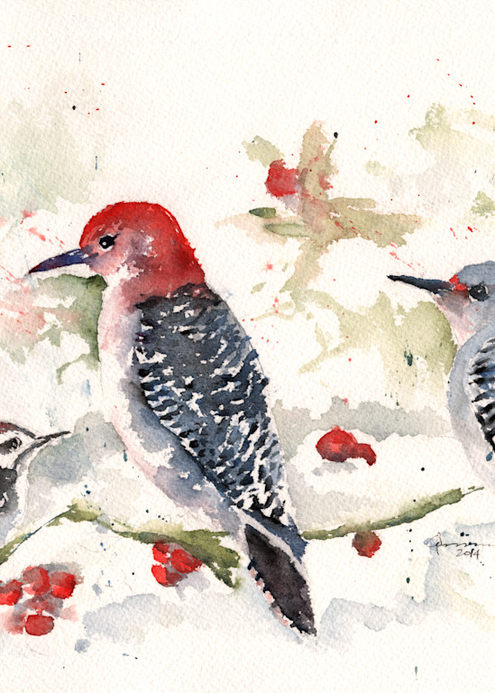 Woodpeckers Watercolor Print | Claudia Hafner Watercolor
