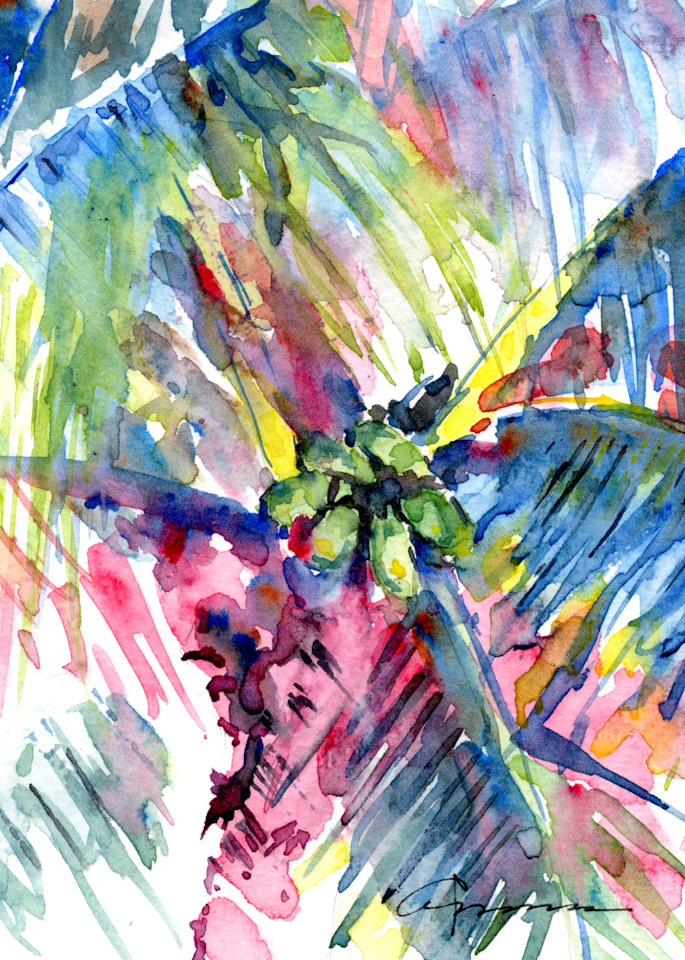 Sunset Palm Watercolor Print | Claudia Hafner Watercolor
