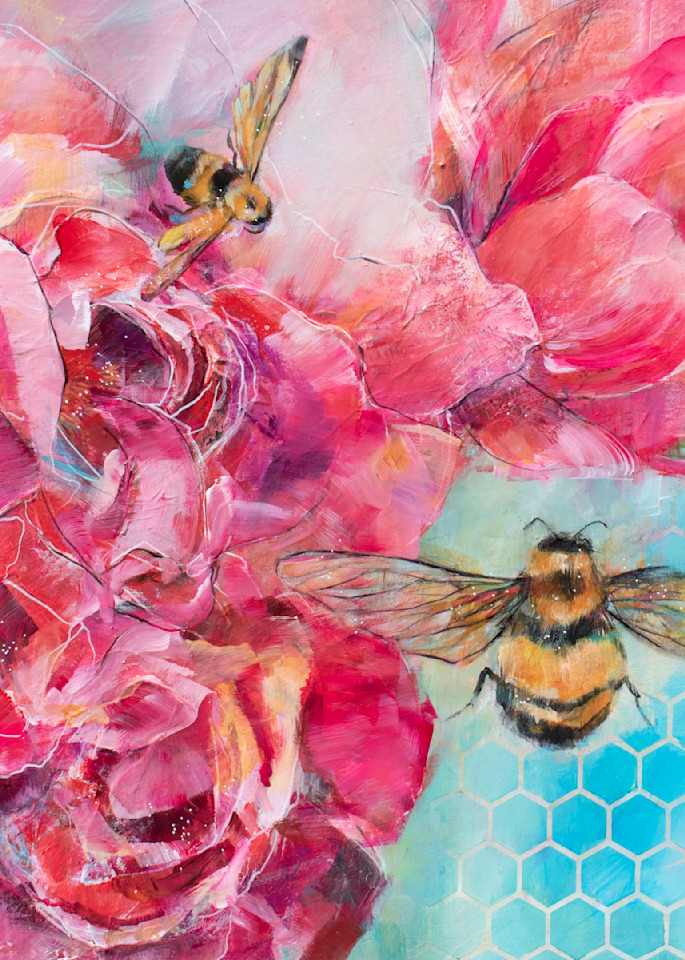 Bright and colorful bee art print