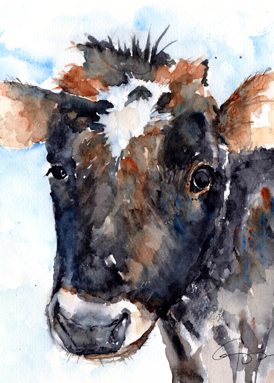 Young Cow Watercolor Print | Claudia Hafner Watercolor
