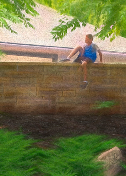 Round Top Boy On Wall.Chalk Photography Art | Photoeye Inc