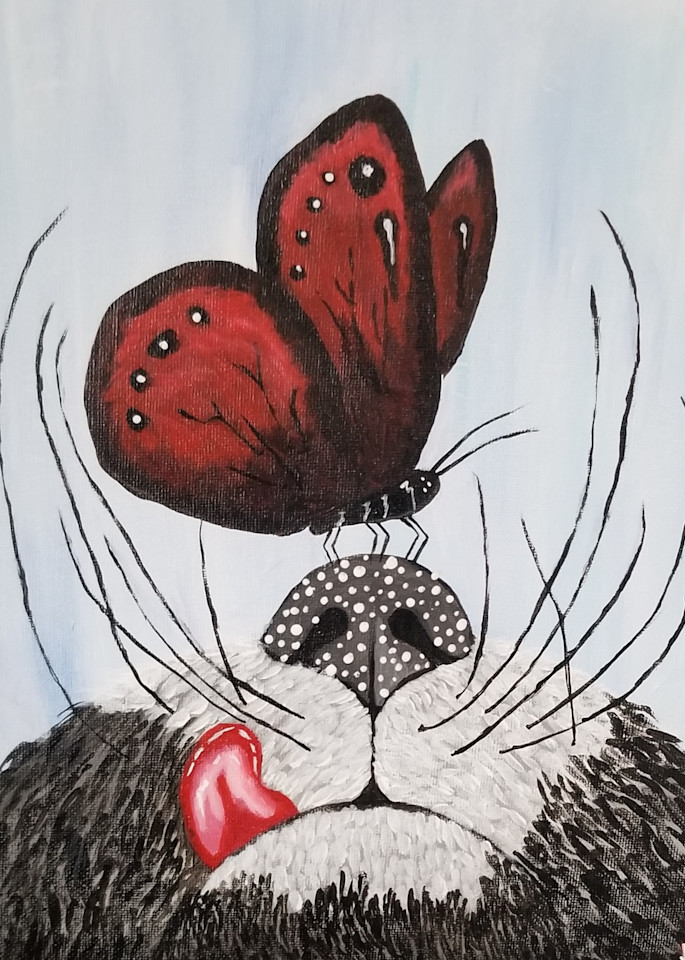 Mittens' Butterfly Kiss Art | Tails of Emotion by Karen Whitacre
