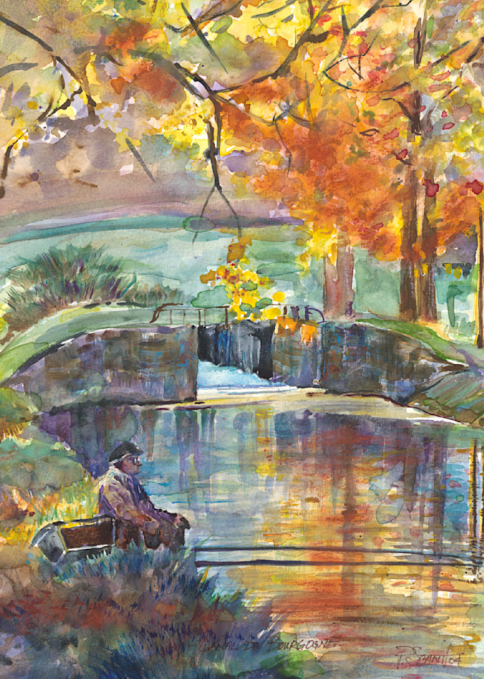Fisherman Burgundy Painting