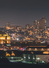 San Francisco   Skyline With Beacon At Night Photography Art | Images By Brandon