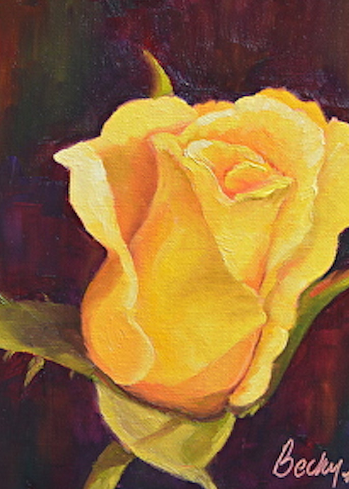 Yellow Rosebud Art | Becky Hicks Fine Art