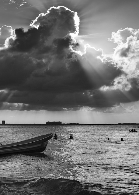 Clouds and Boat - Isla Mujeres,Mexico