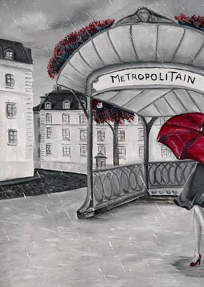 Paris Metro Red Umbrella Art | Bekaz Its Art