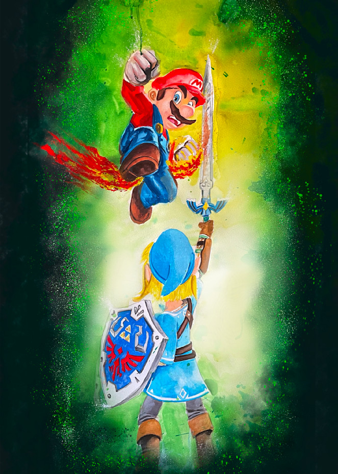 Mario Vs Link Art | Scott Hattox Artwork