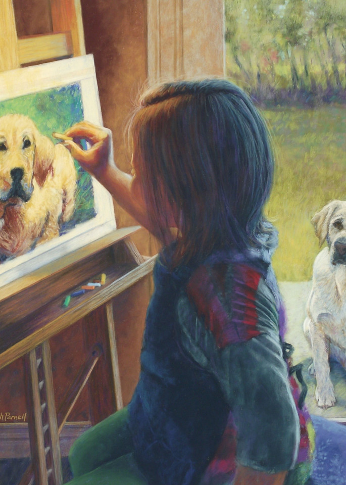 Young Girl Painting Dog | Pet Portrait | Print | Parnell Studios