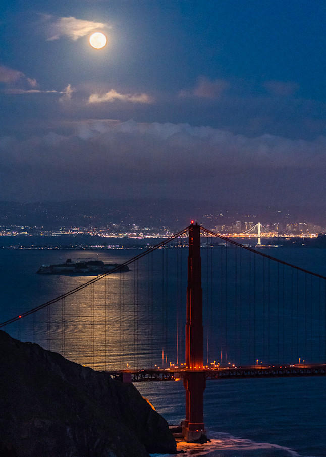 Supermoon Over Golden Gate Bridge  Photography Art | Tom Ingram Photography