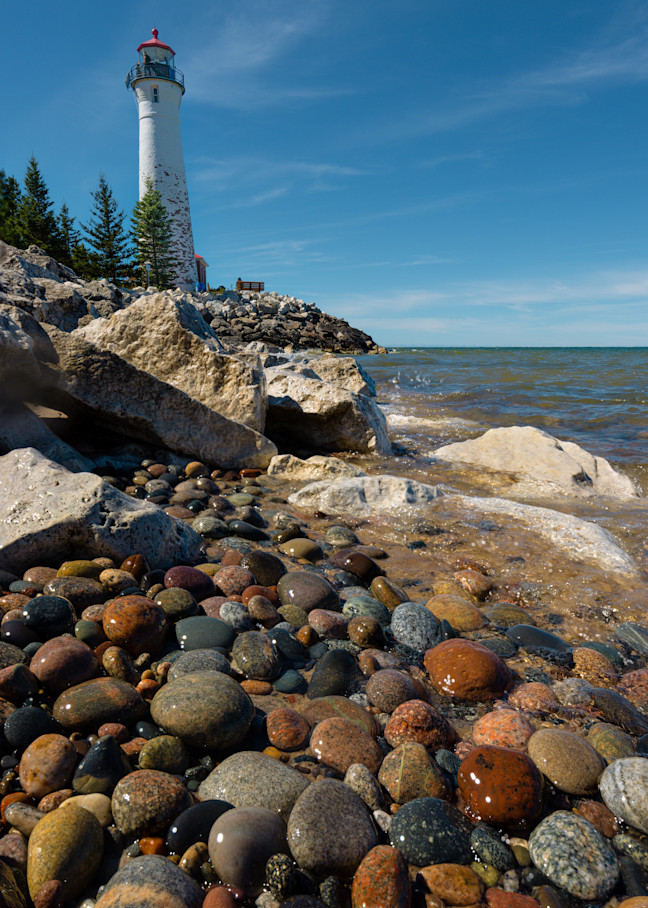 Crisp Point Lighthouse and Beach Stones