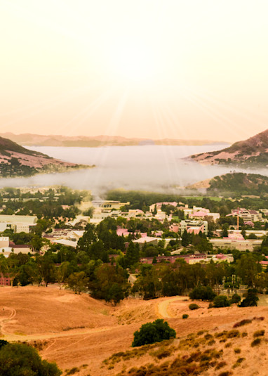 A valley of fog bankets San Luis Obispo, California