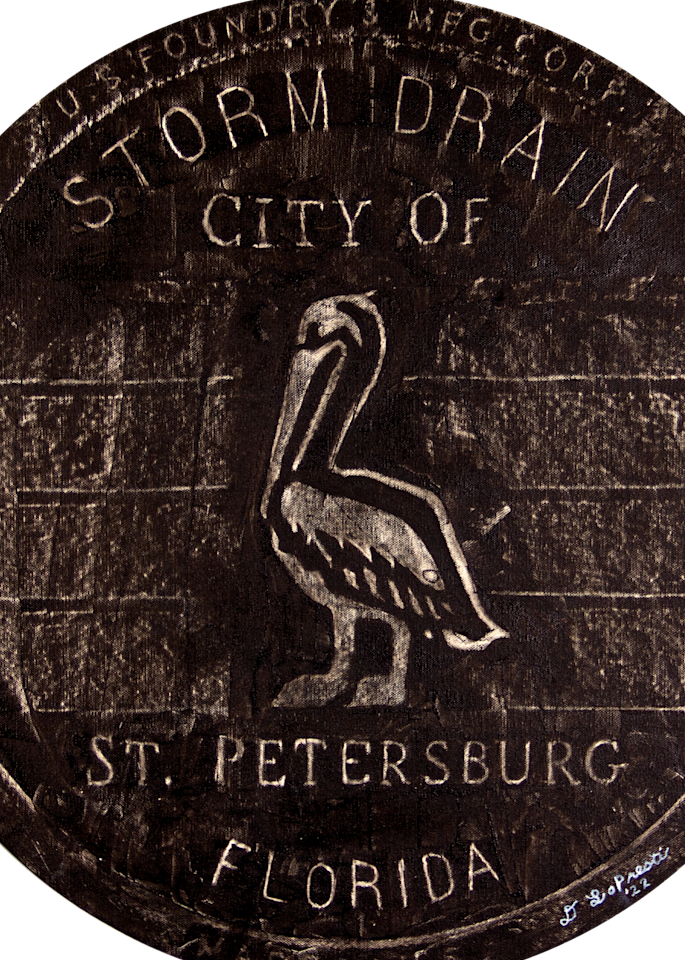 St. Pete Beach Pelican Manhole Cover Art Art | LoPresti Art Gallery