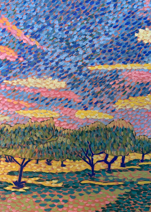 Morning Walk with Apple Trees, by Diane Beem, Modern Fauvist, Landscapes, Fauvism