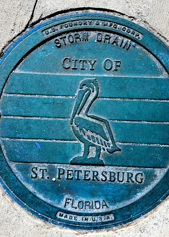 St Pete Beach Blue Pelican Manhole Art | LoPresti Art Gallery