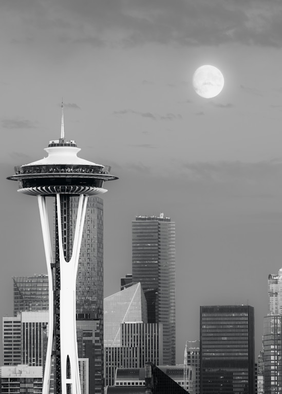 Moon Over the Space Needle, Seattle, Washington, 2022