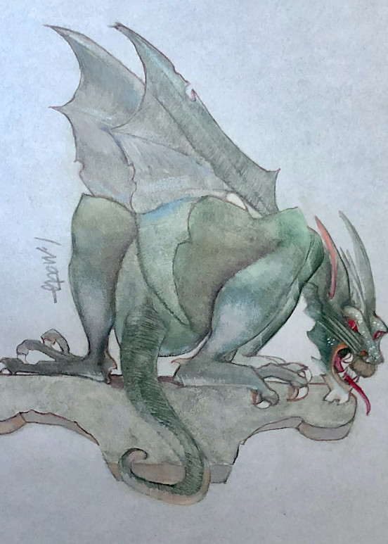 Dragon Gargoyle Throw Pillow Art | Lynn Matsuoka Studio