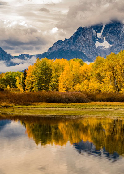 Oxbow Bend With Fall Colors Foliage, Grand Teton National Park Photography Art | Tom Ingram Photography
